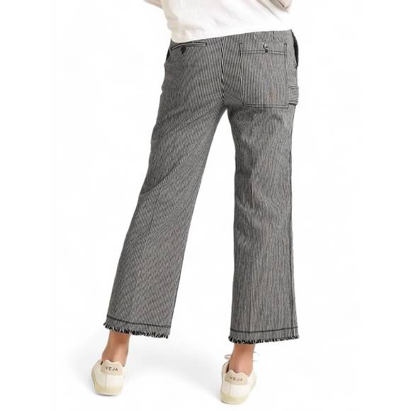 NEW ATM railroad stripe frayed hem pant in indigo white stripe - Picture 3 of 4